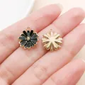 Elegant black enamel daisy flower charms with gold-plated finish for DIY jewelry making - Daisy Shape (19598)
