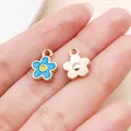 Kleine meerblauwe emaille bloem bedel en roségouden achterkant voor DIY sieraden maken - Kleine Chrysant (12254)