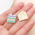 Pastel layered cake enamel pendant charm for DIY jewelry making, crafts, and keychains - Green Four-Color Cake (24682)