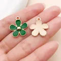 Pendentif fleur en émail vert avec bordure dorée pour bijoux DIY et boucles d'oreilles - Fleur (17534) / 1 Pièce (17.5x21mm)
