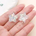 Cute star-shaped clear resin charms with pastel glitter fillers for DIY jewelry making - Glitter Star (24323) / 1 Piece (20x18x6mm)