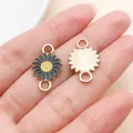 Black daisy sunflower enamel charm connector pendant for DIY jewelry making and crafts - Double Loop Daisy Pattern(24957)