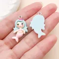 Cute light blue resin mermaid charms pendants for DIY jewelry bracelet earring making - Ocean Mermaid (24484)
