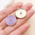 Pendentif en émail en forme de disque vinyle violet pour la création de bijoux DIY - Disque Rond en Émail - ROCK No.1 (27229) / 1 Pièce/Paquet (22x19mm) / Violet