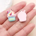 Cute pastel resin cupcake charm for DIY jewelry making in soft blue and pink - Sweet Milkshake Cake (24526)