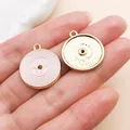 Pendentif disque vinyle rose en émail pour la création de bijoux DIY et boucles - Disque Rond en Émail - ROCK No.1 (27230) / 1 Pièce/Paquet (22x19mm) / Rose