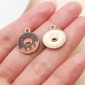 Brown and pink enamel doughnut charm pendant for DIY jewelry making and keychains - Coffee Brown Donut (24687)