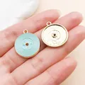 Breloques en forme de disque vinyle pour bijoux DIY avec design ROCK No.1 bleu clair - Disque Rond en Émail - ROCK No.1 (27232) / 1 Pièce/Paquet (22x19mm) / Bleu lac
