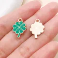 Pendentif trèfle à quatre feuilles en émail vert détaillé pour la création de bijoux - Trèfle de la Chance (25095) / 1 Pièce (18x12x1mm)