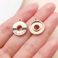 Rose gold finish donut charm pendants with pink and white enamel for DIY jewelry making - Pink White Donut (24689)