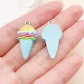 Cute light blue resin ice cream cone charm for DIY bracelet and earring accessories - Three-Layer Ice Cream Cone (24567)