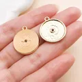 Pendentif breloque musique disque émaillé pour bijoux DIY en orange - Disque Rond en Émail - ROCK No.1 (27234) / 1 Pièce/Paquet (22x19mm) / Jaune
