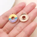 Detailed hand-held DIY donut pendant with colorful enamel and metallic back texture - Yellow Purple Donut (24695)