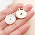 Breloques de musique en vinyle avec émail blanc et finition dorée pour bijoux DIY - Disque Rond en Émail - ROCK No.1 (27235) / 1 Pièce/Paquet (22x19mm) / Blanc
