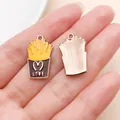 DIY french fries shaped drip oil alloy pendant charm with Love text and heart logo - Yellow Heart Fries (24697)