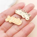 Pendentif en émail thème musique avec finition dorée pour la fabrication de bijoux DIY - Plaque de Lettre MUSIC (27239) / 1 Pièce (14x28mm) / Jaune