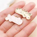 Pendentif émaillé rose avec motif MUSIC pour création de bijoux DIY et accessoires. - Plaque de Lettre MUSIC (27241) / 1 Pièce (14x28mm) / Rose