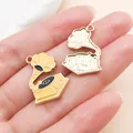 Pendentif émaillé de phonographe vintage avec finition dorée pour la création de bijoux - Gramophone (27244) / 1 Pièce (24x17mm) / Jaune