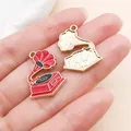 Pendentif gramophone vintage en émail rouge pour la création de bijoux DIY de boucles - Style de Gramophone (27246) / 1 Pièce (24x17mm) / Rouge