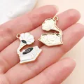 Élégantes breloques gramophone vintage en émail doré pour création de bijoux DIY - Style de Gramophone (27248) / 1 Pièce (24x17mm) / Blanc