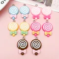 Close-up of colorful bow lollipop resin charms for DIY jewelry and keychain making. - 5 Styles Mixed Set (SN1513) / 10 Pieces/Pack / Multicolor Mix