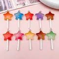Macro detail of colorful resin star lollipop charms with fine glitter for DIY jewelry making - Star Lollipop Set (SN1480) / 10 Pieces/Pack