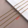 Detail view of 2.5mm gold stainless steel rolo chain necklace with woven texture. - 1x2.5x2.5mm (1 Meter) / Gold