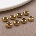 Cuentas de tope chapadas en oro con silicona para pulseras y joyería de bricolaje - Cuenta Tope Silicona Acero (T2979) / 1 Pieza (6x6x3mm) / Dorado