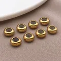 Pack de 8 cuentas espaciadoras doradas con silicona para joyería DIY antideslizante - Cuenta Tope Silicona Acero (T2980) / 1 Pieza (7x7x3mm) / Dorado