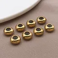 Cuentas espaciadoras redondas doradas con anillo interior de silicona para joyas de bricolaje - Cuenta Tope Silicona Acero (T2981) / 1 Pieza (8x8x4mm) / Dorado
