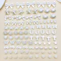 Creamy white ABS imitation pearl beads in various shapes for DIY jewelry craft projects - 20 Styles Mixed Spacer Beads Set / 5 Pieces per Style