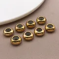Cuentas espaciadoras bañadas en oro con anillos de silicona para joyería antideslizante - Cuenta Tope Silicona Acero (T2982) / 1 Pieza (10x10x4.5mm) / Dorado
