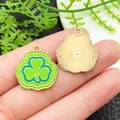 Green enamel shamrock clover pendant for DIY jewelry making accessories - Light Green Wave Clover (18565) / 1 Piece (20x22mm)