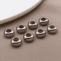 Cuentas espaciadoras de metal plateado con anillo de silicona para joyería - Cuenta Tope Silicona Acero (T2985)