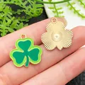 Irish green enamel shamrock clover pendant charms for DIY jewelry making and craft - Light Green Clover (18569) / 1 Piece/Pack (21x22mm)