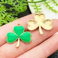 Green enamel and gold-tone textured shamrock charms for St. Patrick's Day DIY jewelry - Light Green Large Shamrock (21833) / 1 Piece (23x23mm)