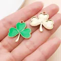 Squisiti ciondoli a trifoglio in smalto verde e placcati oro per gioielli fai-da-te DIY - Large Shamrock (21833)
