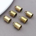 Set of 6 premium gold stainless steel cylindrical tassel end caps for DIY jewelry crafts - Bucket Weight Style (T3168)