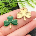 Green enamel and textured gold shamrock clover pendants for DIY jewelry making and crafts - Dark Green Large Shamrock (22382) / 1 Piece (23x23mm)