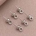 Silberfarbene Halbloch-Perlenstifte für DIY-Schmuckherstellungs-Accessoires - Halbgebohrter Perlenhalter (T572)
