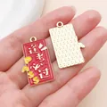 Roter rechteckiger Legierungsanhänger mit Glückstext für DIY-Schmuckherstellung - Jede Prüfung bestehen (27439) / 1 Stück (30x18mm) / Rot