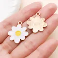 Witte madeliefje hanger met geel hartje voor DIY sieraden maken, emaille bedeltje - Druppelolie Chrysant (14765)