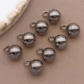 Dunkle Edelstahlperlen mit Anhängeröse für DIY Schmuckherstellung und DIY-Projekte - Stahlfarbe Massiv Rundperle (T2087)