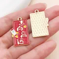 Roter Legierungsanhänger mit chinesischem 'Aim High'-Text für DIY-Schmuck und Schlüsselanhänger - Große Ambitionen (27440) / 1 Stück (30x17mm) / Rot