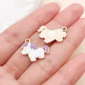 Adorable enamel unicorn pony pendants for DIY jewelry making, showing front and back - Purple Pony (27638)