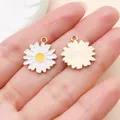 Witte madeliefje emaille bedeltjes voor DIY oorbellen en armbanden, voor- en achterkant - Druppelolie Chrysant (14777)