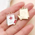 Medizinische Emaille-Notizblock-Anhänger mit rotem Kreuz für DIY-Schmuck - Weißes Emaille-Fallbuch (23063)