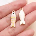 Japanese style colorful enamel koi fish charm alloy pendant for DIY jewelry making - White