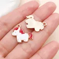 Cartoon unicorn enamel alloy charm in white and red for DIY jewelry making - Red Pony (27639)