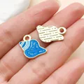 Detailansicht eines nautischen blauen Emaille-Muschelanhängers für DIY-Legierungsschmuck - 1个装 (16x19mm)